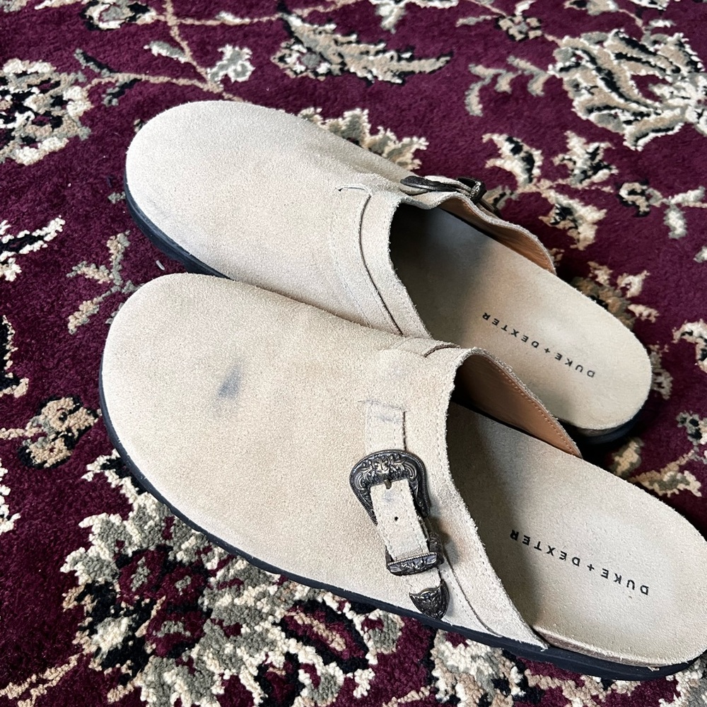 Duke+Dexter Tan Suede Mules Men’s size 13 US